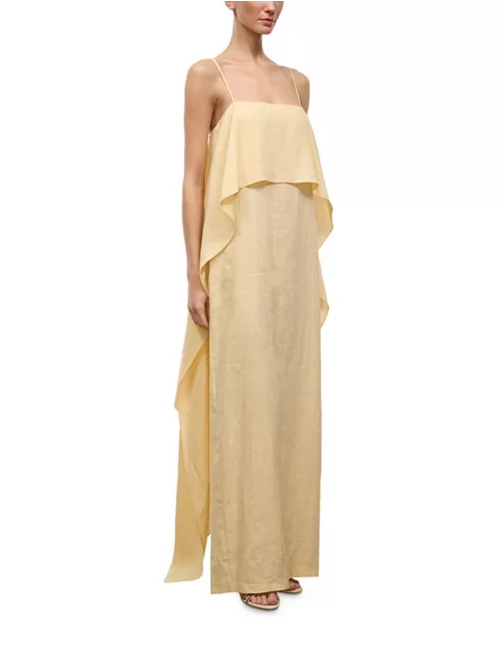STAUD Butter Yellow Linen Maxi Dress